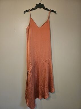 Molly Green Asymmetrical Slip Dress in Coral